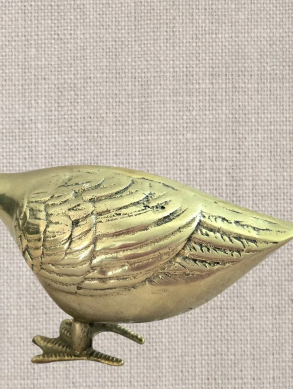 Golden Brass Goose Figurine Shelf Sitter, Bohemian Farmhouse Metallic Decor